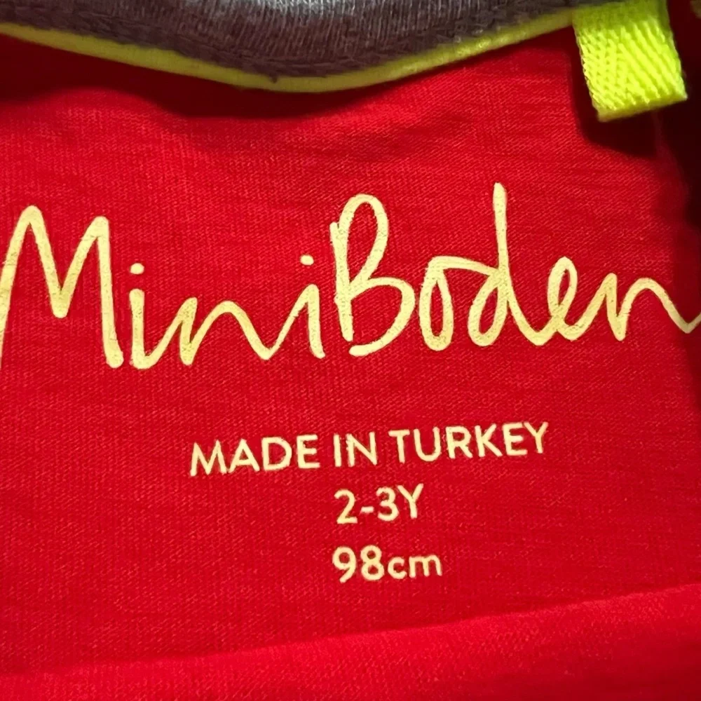 Mini Boden 2-3Y Red & Navy Rocket Ship Space Raglan Tee Shirt